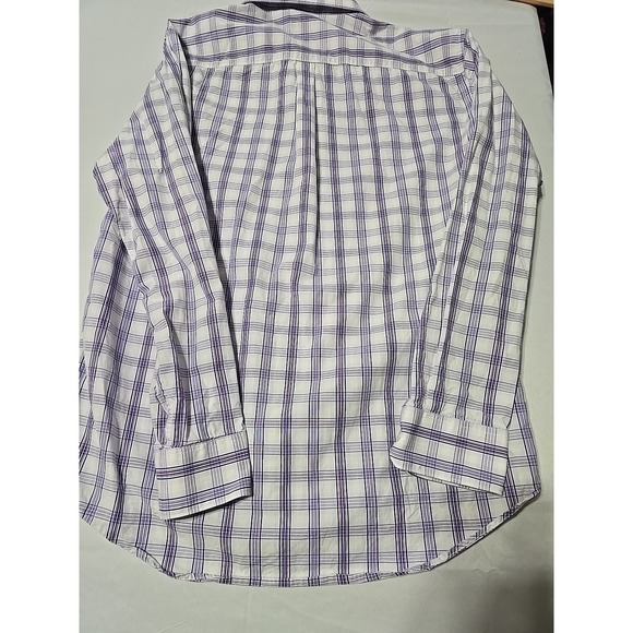 Apt 9 Shirt Mens Medium Business Casual Button Up Purple Plaid Long Sleeve - Picture 7 of 7